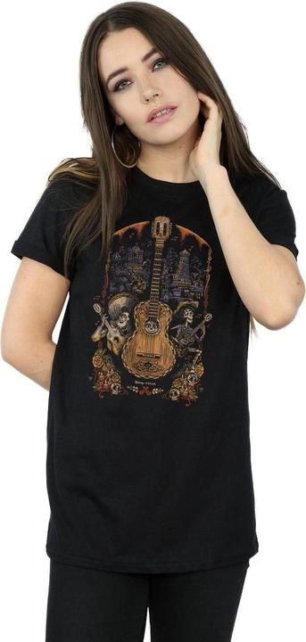 Actual product image Disney Womens/Ladies Coco Guitar Poster Cotton Boyfriend T-Shirt (XL)