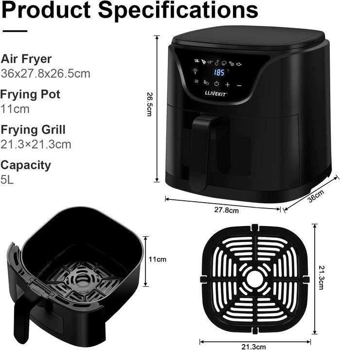 Actual product image Llivekit Hot Air Deep Fryer 5 L