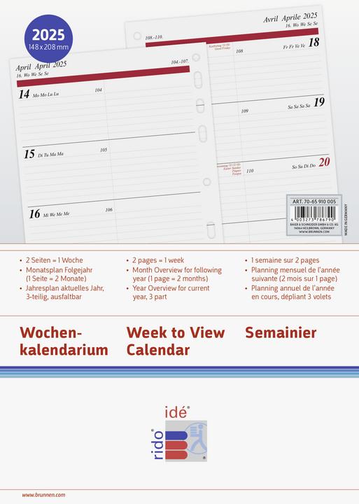 Produktbild Idé TIMING Jahresinhalt (A5, Kein Einband, Deutsch, Italienisch, Französisch, Englisch)