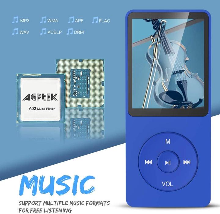 Immagine prodotto Agptek Lettore MP3 da 8GB Blu Navy (8 GB)