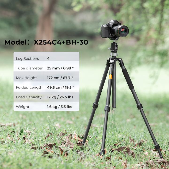 Actual product image K&F Concept Tripod X254C4+BH-30 (Carbon)