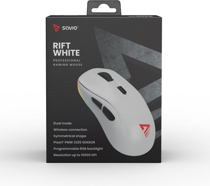 Actual product image Savio RIFT WHITE Gaming Mouse RGB Dual Mode (Cable, Wireless)