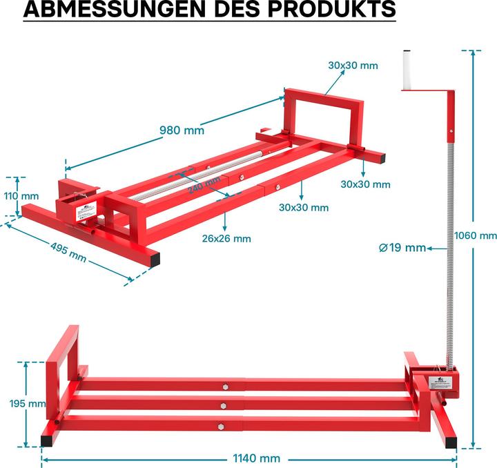 Immagine prodotto Wiltec Sollevatore per tosaerba 400 kg Dispositivo di sollevamento Rampa per tosaerba da giardino Jack per (Trattorino, Accessori per trattori)