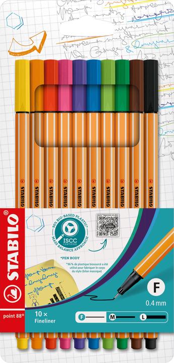 STABILO point 88 Fineliner (Mehrfarbig, 10 x)