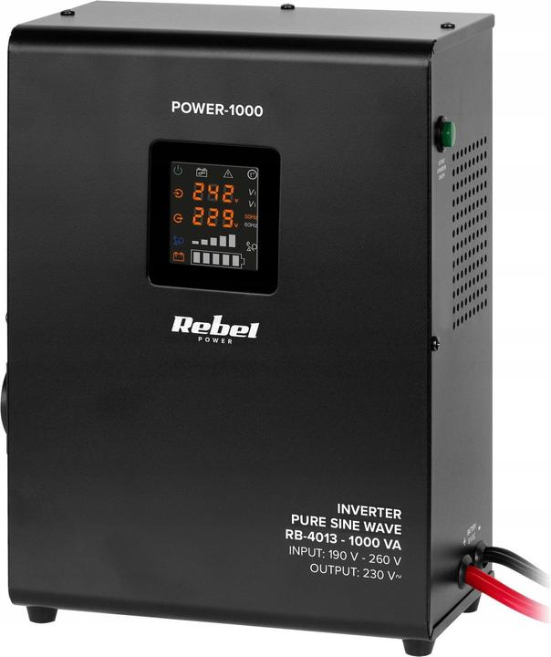 Produktbild Rebel Wand-Notstromversorgung POWER-1000 – Wechselrichter mit reiner Sinuswelle und Ladefunktion 12V 230V