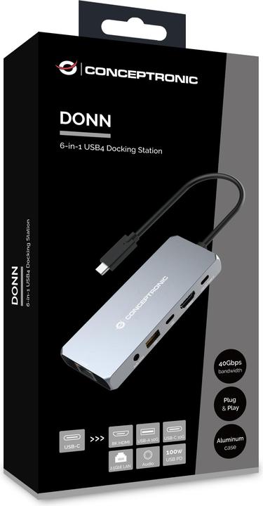 Image du produit Conceptronic Dock USB-C->HDMI,2.5GbE,USBC/3.0,100WPD0.18m gr (USB-C, 1 Ports)
