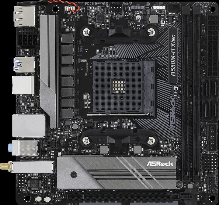 Productafbeelding AsRock B550M-ITX/ac (AM4, AMD B550, Mini-ITX)