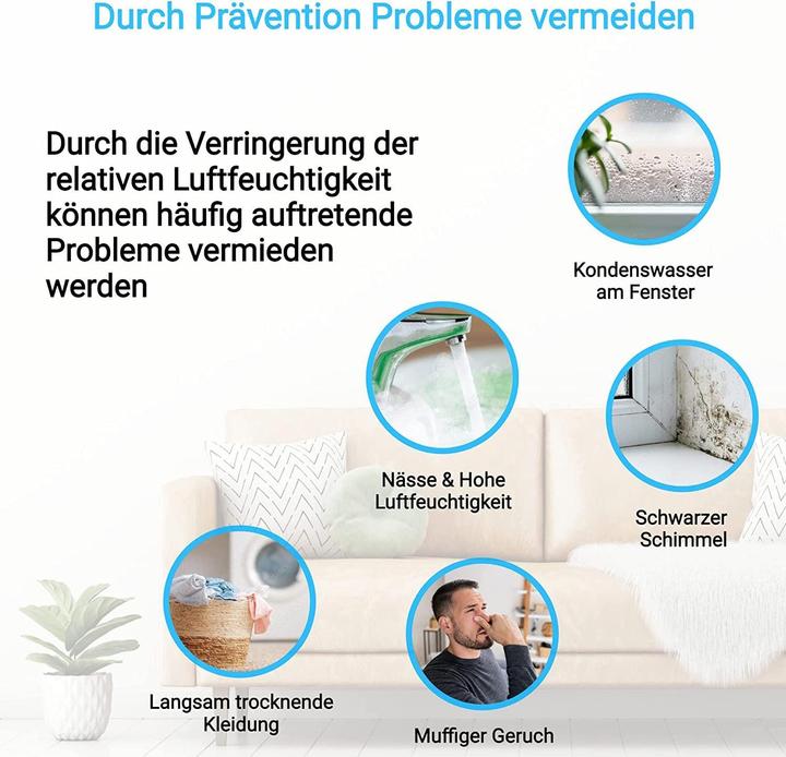 Image du produit KLAMER Déshumidificateur 25L, 195m³ de circulation d'air par heure, déshumidificateur 420W, réservoir 5.5L (35 m², 25 l/24h)