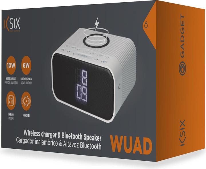 Actual product image KSIX Wuad Alarm Clock Wireless Charger 10w Bluetooth Speaker Fm Radio