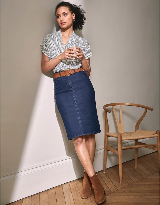 Actual product image Anne Weyburn Stretch denim denim skirt (34)