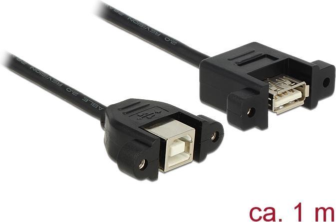 Image du produit Delock Câble USB2.0 A-B : 1m, montage bilatéral (1 m, USB 2.0)