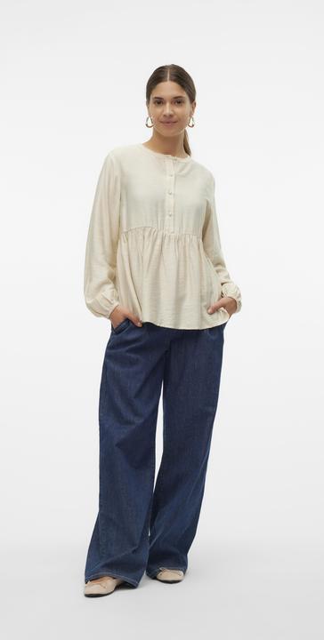 Image du produit Mamalicious Coupe normale Col mandarin Poignets élastiques Top manches ballon Blouse (M)