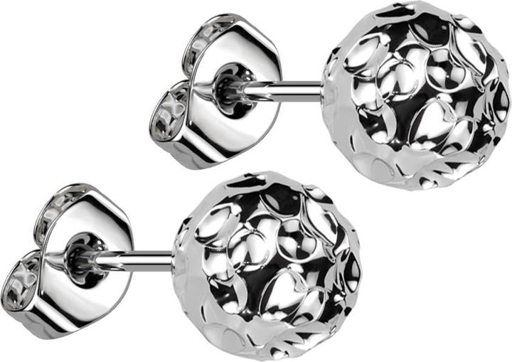 Produktbild Star Piercing Ohrstecker silber mit Kugel Hammerschlag (Chirurgenstahl 316L)
