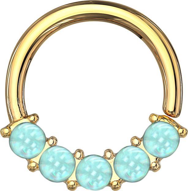 Actual product image Star Piercing Micro Piercing Ring gold plated front five epoxy stones blue (Surgical steel 316L, without brass)