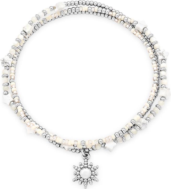 Leyda Armband Edelstein mit Edelstahl fein (50 cm, Stein, Edelstahl, Miyuki Perlen)