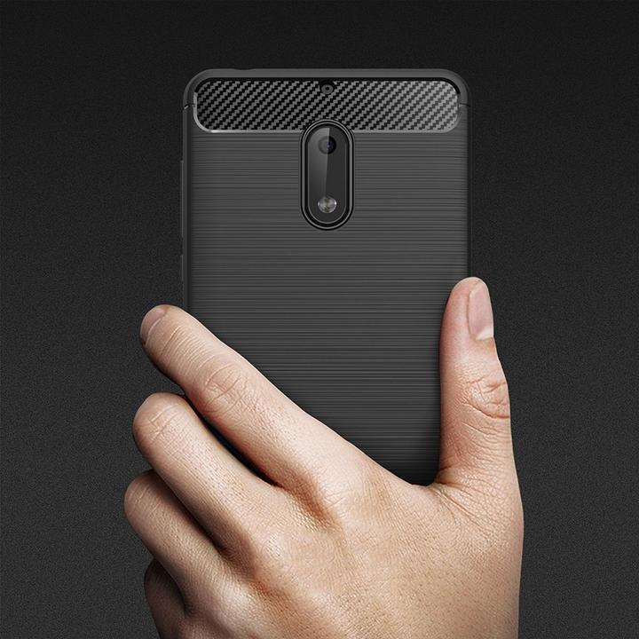 Produktbild König Design Nokia 6 TPU Handy Case Carbon Fiber Optik Brushed Schutz Hülle Rahmen Schwarz (Nokia 6)