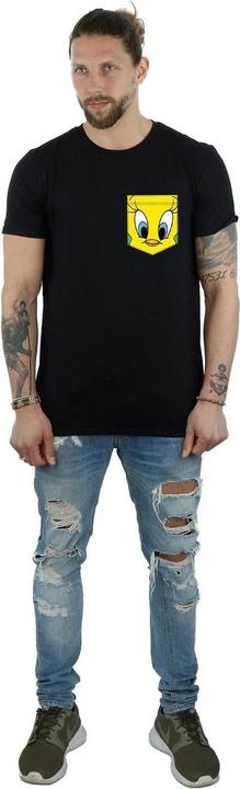 Actual product image Looney Tunes Mens Tweety Pie Face Faux Pocket T-Shirt (L)