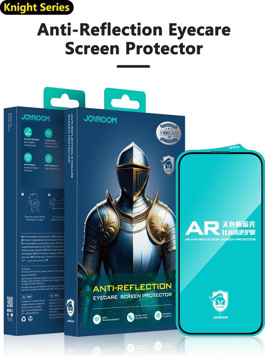 Produktbild Joyroom JR-MAR0318 Anti-Reflection Eyecare Screen Protector for iP16 Pro Max (1 Stück, Apple iPhone 16 Pro Max)