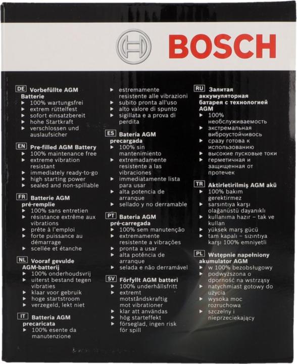 Nutritional values and ingredients Bosch Automotive GEL motorbike battery (12 V, 12 Ah, 200 A)