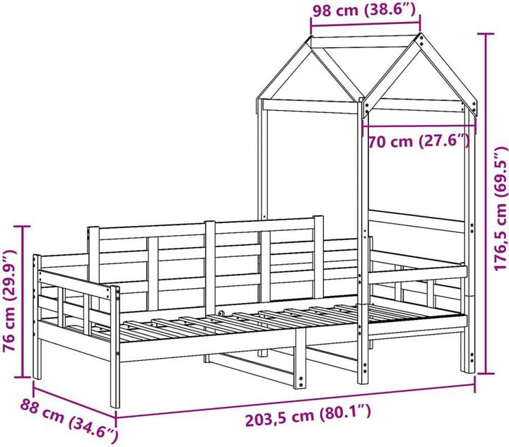 Immagine prodotto VidaXL Letto da giorno con tetto (80 x 200 cm)