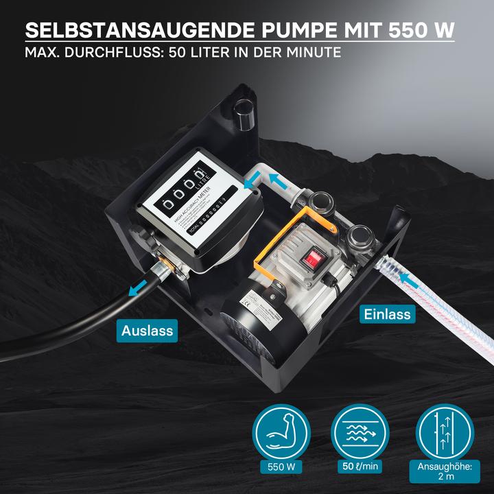 Produktbild Wiltec Heizöl- und Dieselpumpe 230V/750W 80l/min selbstansaugend Pumpe Pistole