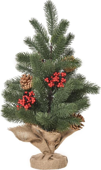 Image du produit Homcom Arbre de Noël artificiel pour la table avec socle emballé dans une toile de jute