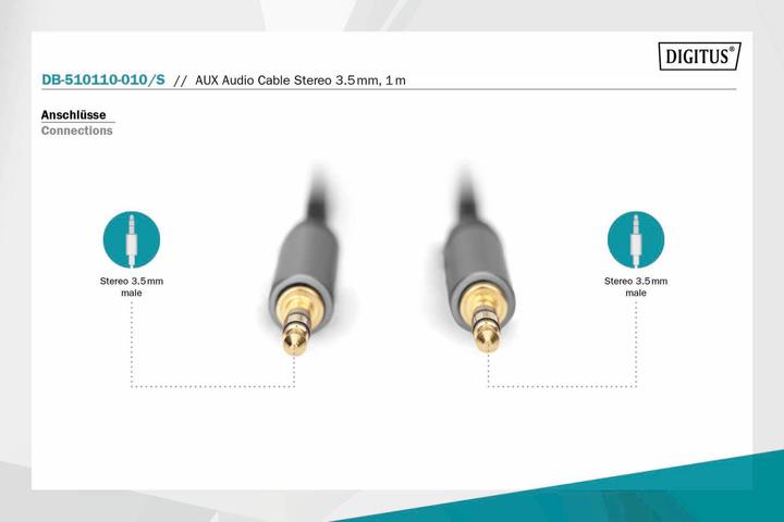 Produktbild Digitus Audio Anschlusskabel, 3,5 mm Klinke auf 3,5 mm Klinke (1 m)