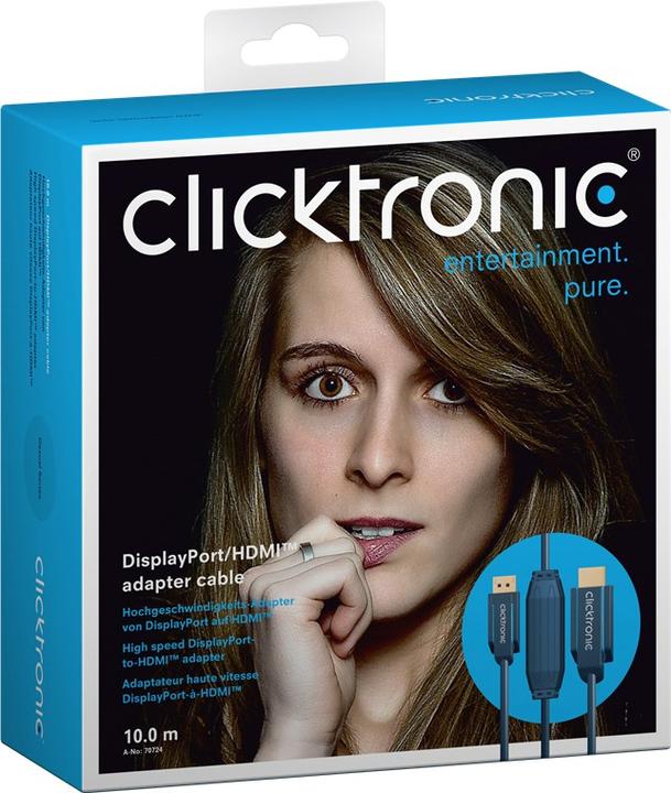 Produktbild clicktronic DisplayPort/HDMI Adapterkabel (10 m, HDMI, DisplayPort)