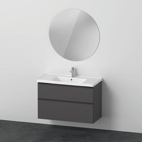 Duravit D-Neo Möbel-Set, Möbelwaschtisch mit Waschtischunterschrank wandhängend und LED Spiegel (rund), 1