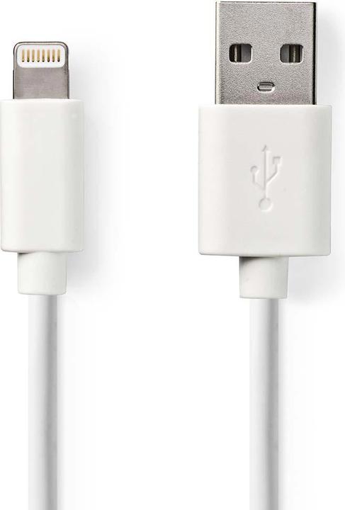 Produktbild Nedis Kabel 1.0m, Lightning->USB-A weiss (#=Bulk-Verpackung) (1 m, USB 2.0)