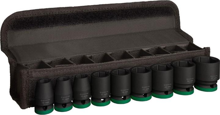 Bosch Professional Zubehör Steckschlüsseleinsatz-Set (19 mm, 24 mm, 22 mm, 10 mm, 21 mm, 27 mm, 17 mm, 11 mm, 13 mm)