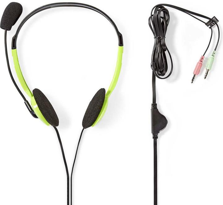 Produktbild Nedis PC-Headset | Auf Ohr | Stereo | 2x 3.5 mm | Klappbarer Mikrofon | 2.00 m | Grün (Kabelgebunden)