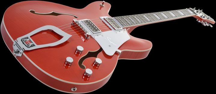 Actual product image Hagstrom Electric Guitar, Super Viking, Mandarin Flame (Semi acoustic guitar)