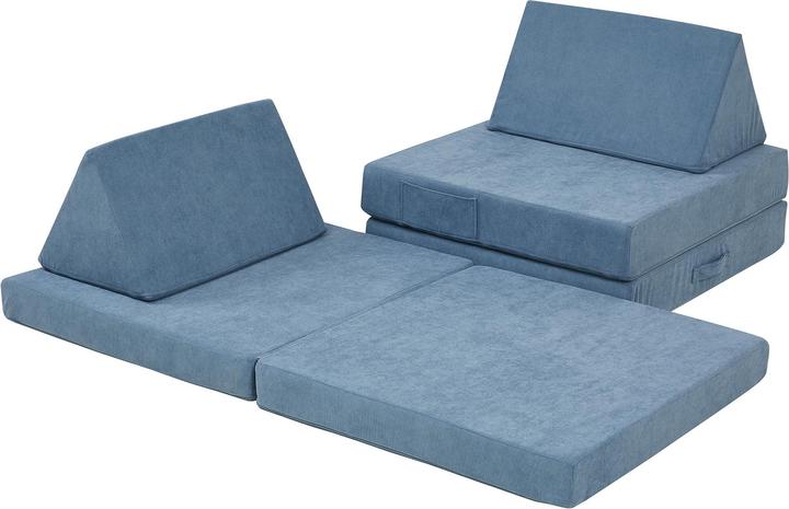 Actual product image En.Casa Spielsofa Norhulta 5-tlg. 120x66x46 cm Cord Blau (Children sofa)