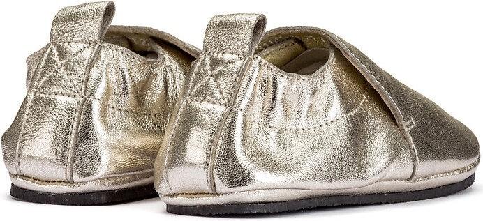 Actual product image La Redoute Collections Gold coloured leather slippers with star motif (21)