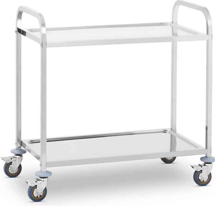 Royal Catering Servierwagen Edelstahl Teewagen Küchenwagen Gastro 2 Borde 4 Räder bis 160 KG