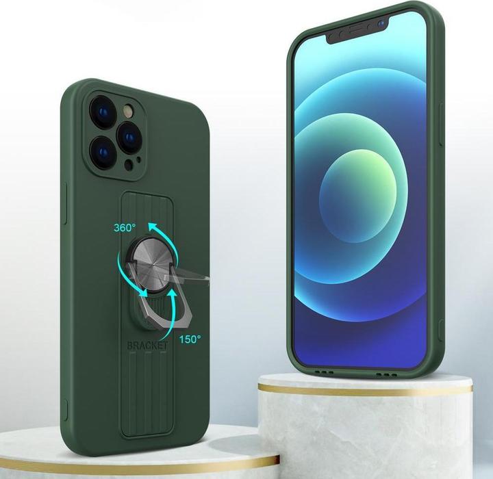 Produktbild Hurtel Ring Case Silikonhülle mit Fingergriff und Ständer für iPhone 12 Pro braun (Apple iPhone 12 Pro)