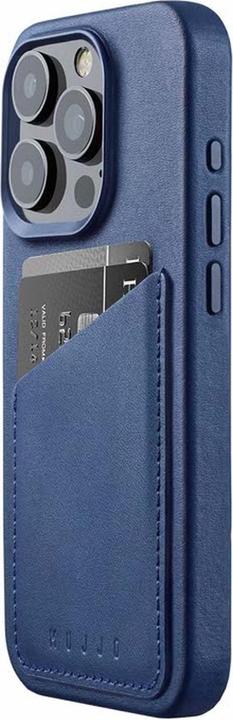 Mujjo Full Leather Wallet Suitable for iPhone 15 Pro - Blue |blue (Apple iPhone 15 Pro)