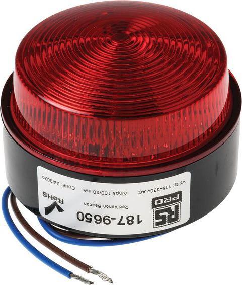 Produktbild Rs Pro Xenon Blitz Signalleuchte Rot, 115  230 V ac, Ø 76mm x 50mm