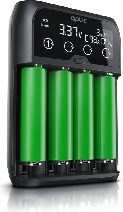 Actual product image Aplic Battery Charger 2000mA, Universal Battery Charger for Li-ion, Ni-MH, Ni-Cd, LiFePo4 Batteries (14500, 17500, 18500, 18650, 20700, 21700, 22650, 26500, 26650, C, A, AAA, AA, Chargers without battery)