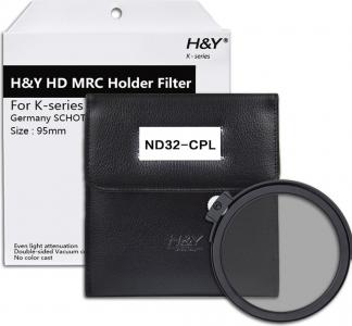 Actual product image H&Y Grey circular polarisation filter ND32 K-Series CPL HD MRC - 95 mm drop-in (95 mm, Polarizing filter)