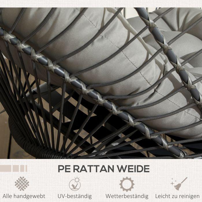 Produktbild Swisshandel24 Rattan Hängesessel 194 cm klappbar, Indoor Outdoor, bis 100 kg hellgrau (100 kg)