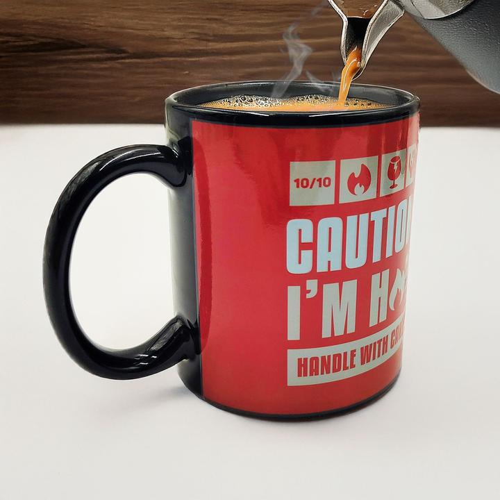 Actual product image Mad Monkey Caution I am Hot" mug - with colour change (300 ml, 1 x)