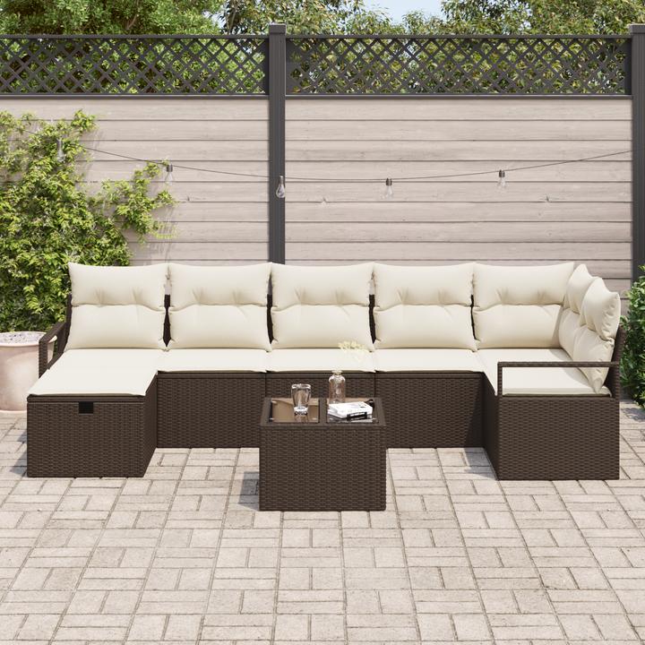 Image du produit VidaXL Ensemble de 8 canapés de jardin avec coussins Poly-Rattan brun