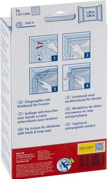 Image du produit tesa Moustiquaire STANDARD pour fenêtre, avec bande Velcro, sans perçage (150 x 180 cm)