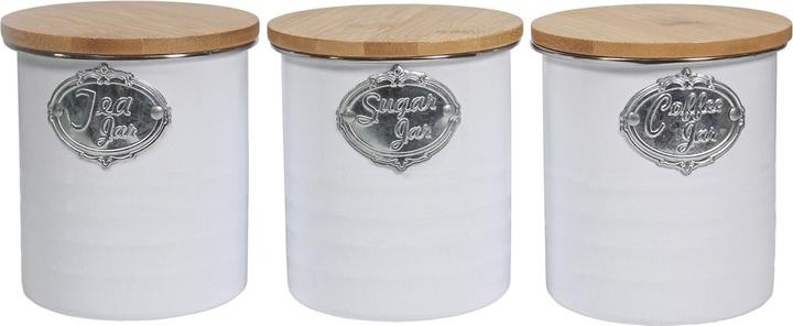 Produktbild neuetischkultur Vorratsdosen 3er-Set mit Holzdeckel Landhaus Weiss (1 l)