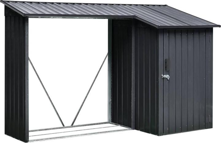 Produktbild Keller Fahnen Kaminholzregal und Geräteschuppen 2-in-1 Metall (130 cm)