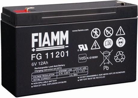 Fiamm Accu, acide de plomb, 6V, 12Ah, languette plate, 4.8 mm (6 V, 12 Ah)