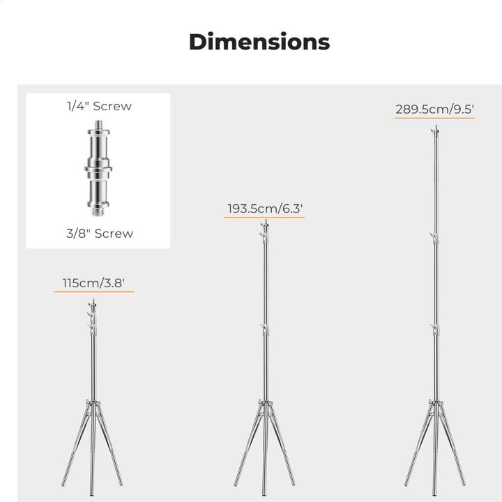 Image du produit K&F Concept 2,8m photographie stand de lumière Spring Buffer Heavy Duty Stainless Steel Stand (10 kg)