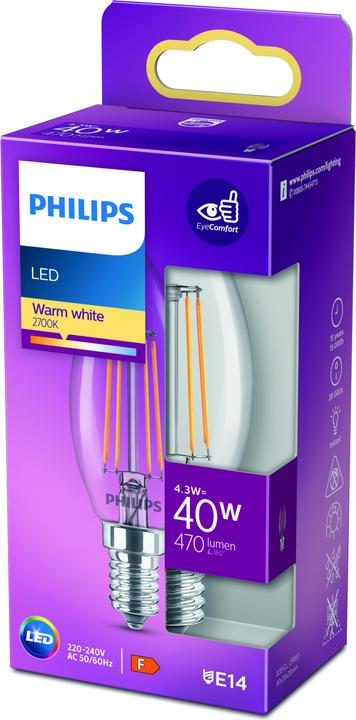 Immagine prodotto Philips Lampada (E14, 4.30 W, 470 lm, 1 x, F)